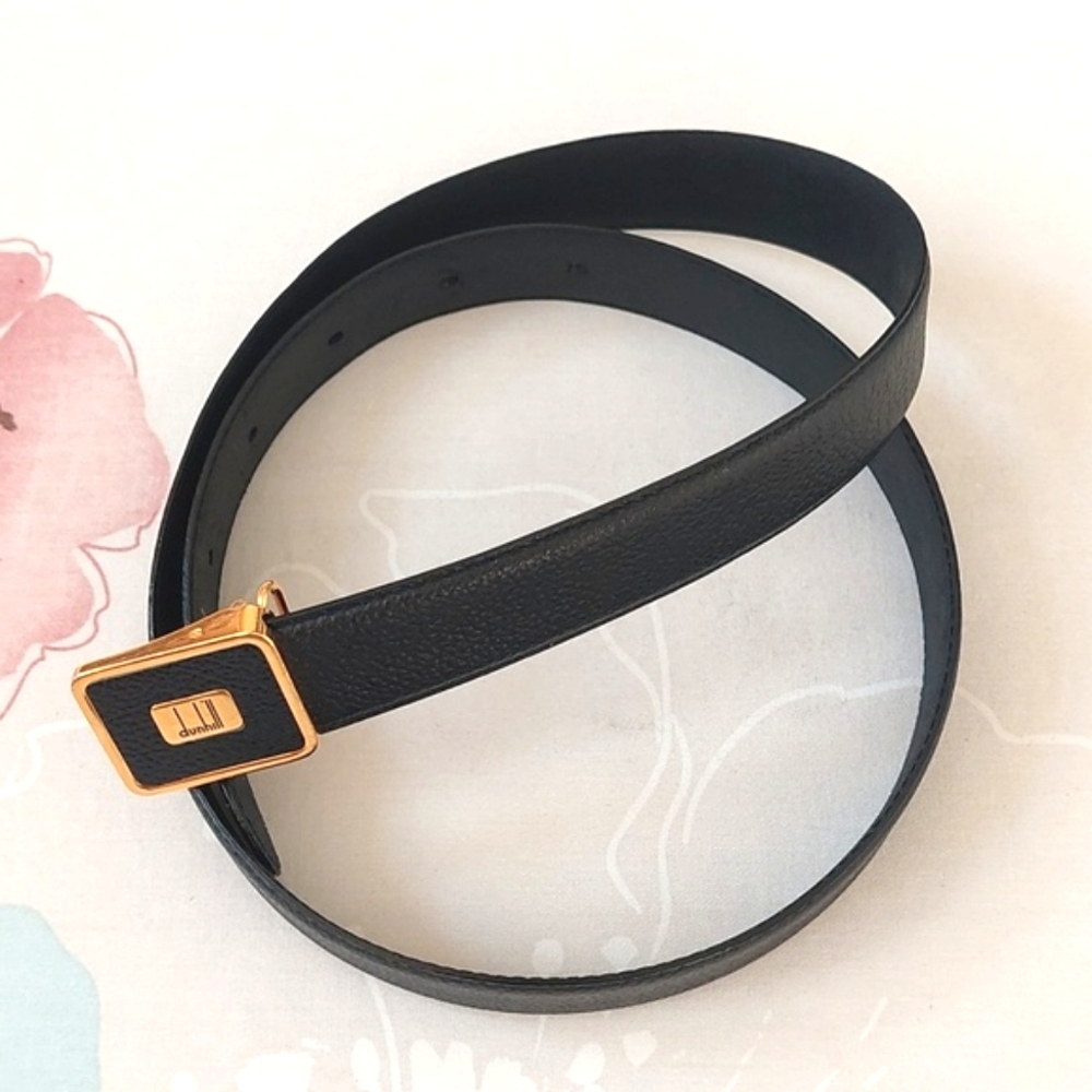Dunhill Black Leather With Gold Bulket Belt